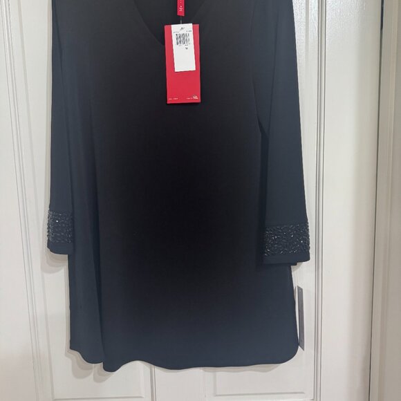 NEW w Tags 2 piece IC Black 2 pc Tunic & pants with Blk Beads accents sz M - Picture 5 of 8